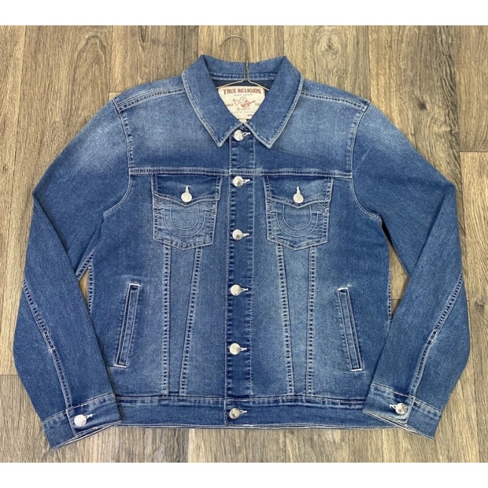 Mens True Religion Medium Blue Denim Trucker Jacket